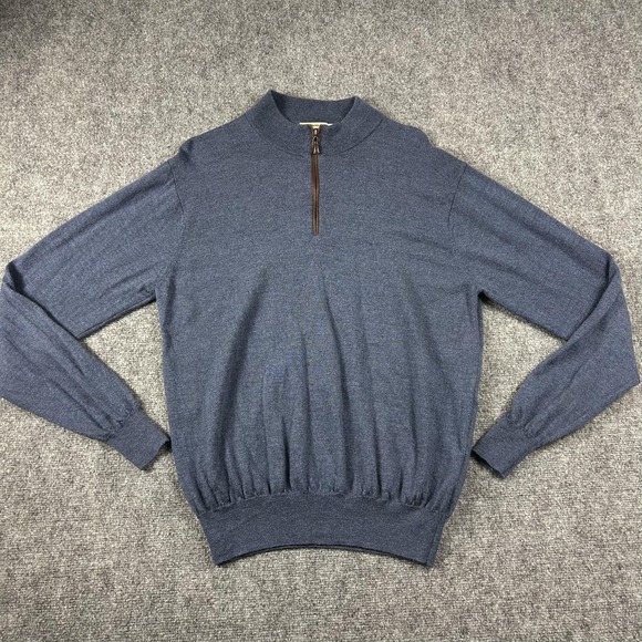 Peter Millar Other - Peter‎ Millar Sweater Mens XL Blue Merino Wool 1/4 Zip Mock Neck Pullover